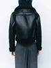 TRAF Women's Winter New Fashion Casual Jacket Jacket Thickened Warm Loose Fur One Coat Coat Long Sleeve Zip Retro Short Jacket 5