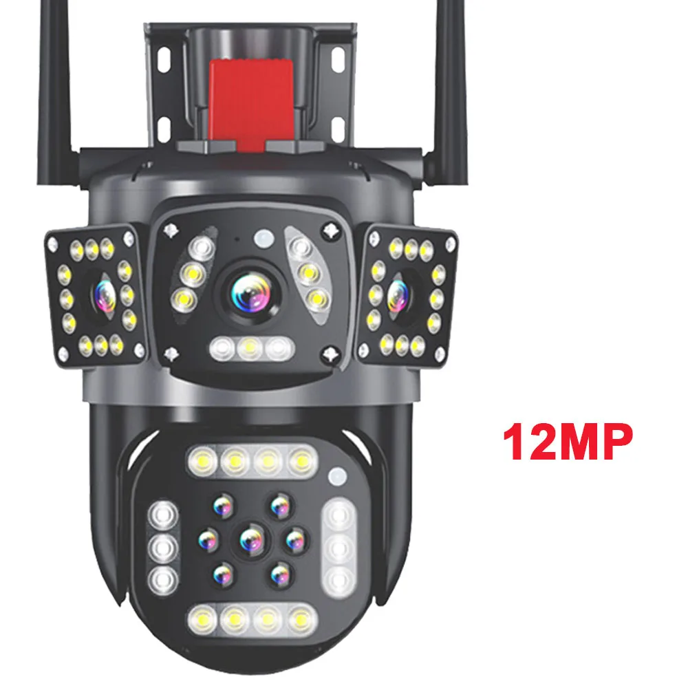 WiFi IP カメラ屋外 12MP 6K トリプルレンズ トリプルスクリーン 6K 12MP WiFi 監視カメラ屋外 3 レンズ 3 画面保護モーション検出 PTZ