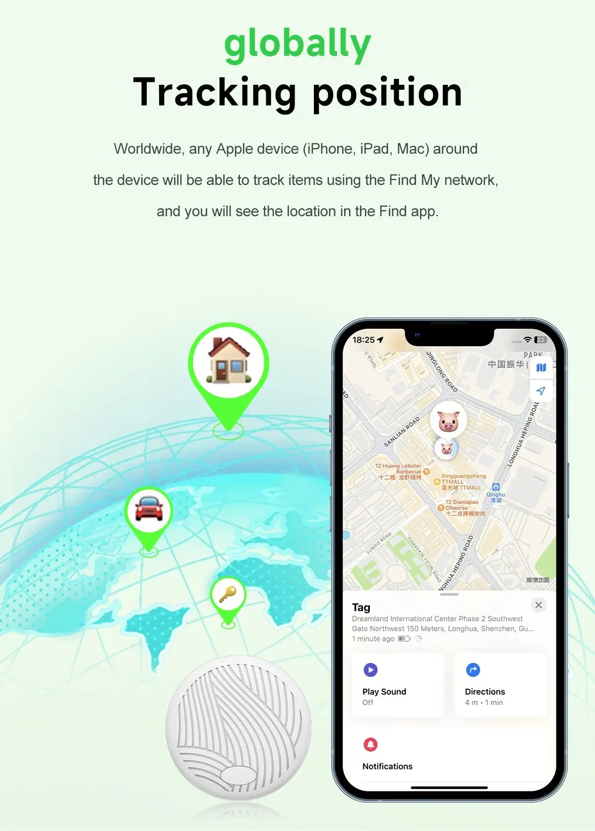 Smart GPS Tracker Work With Apple Find My Anti-lost Device Bluetooth Smart Tag Pets Kids Key Finder Wallet Car Locator