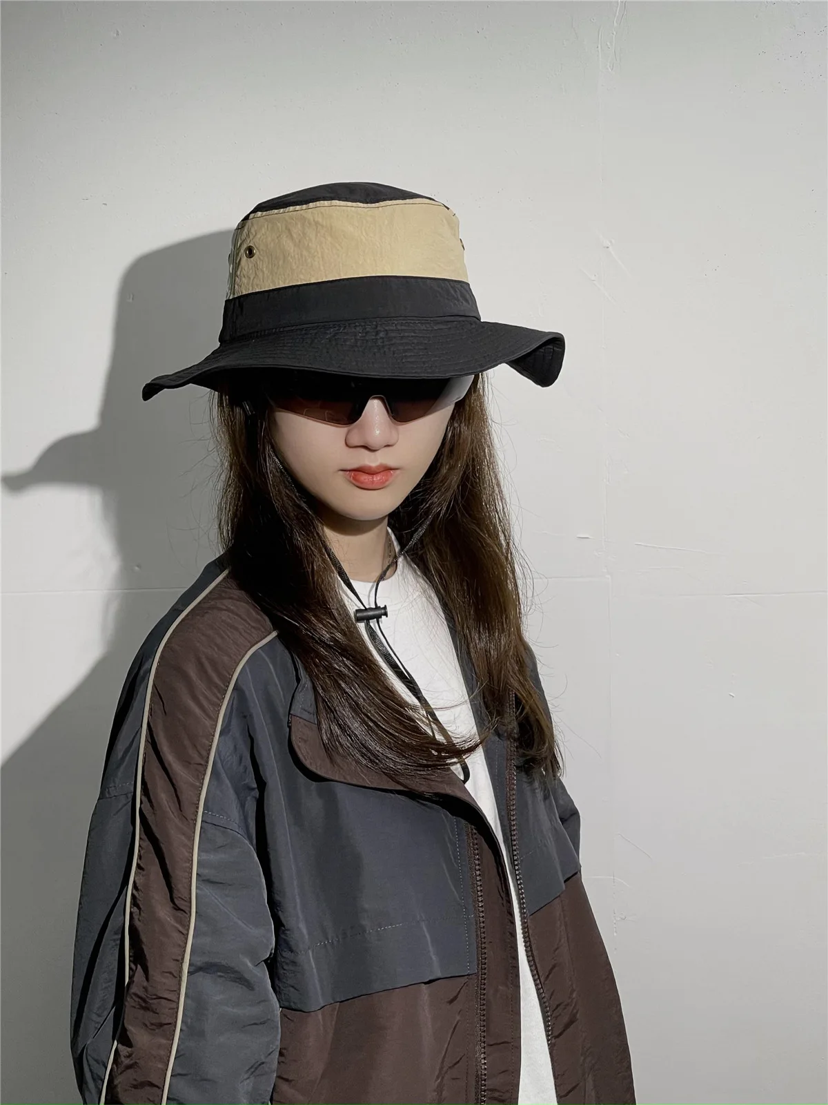 Women Men Japanese Camping Color Block Fisherman Hat Summer Outdoor Windproof Cap Bucket Hats_voghion.com