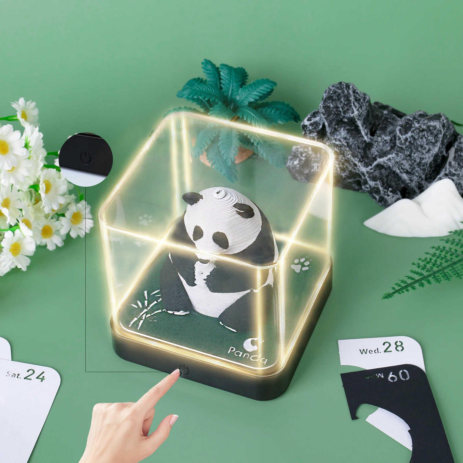 오모시로이 블록 팬더 3D 달력 2024, 메모장 블록 메모 패드, 귀여운 노트 페이퍼, 아트 데스크 캘린더, 스티커 메모, 생일 선물