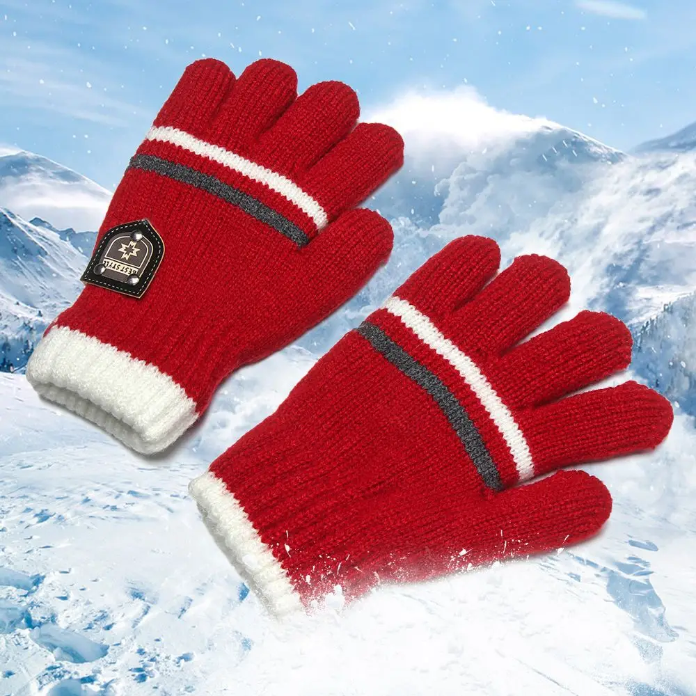 

Kids Gloves Winter Full Finger Gloves Knitted Soft Children Mittens 6-12Y Boys Girls Gloves Thick Keep Warm Autumn Glove