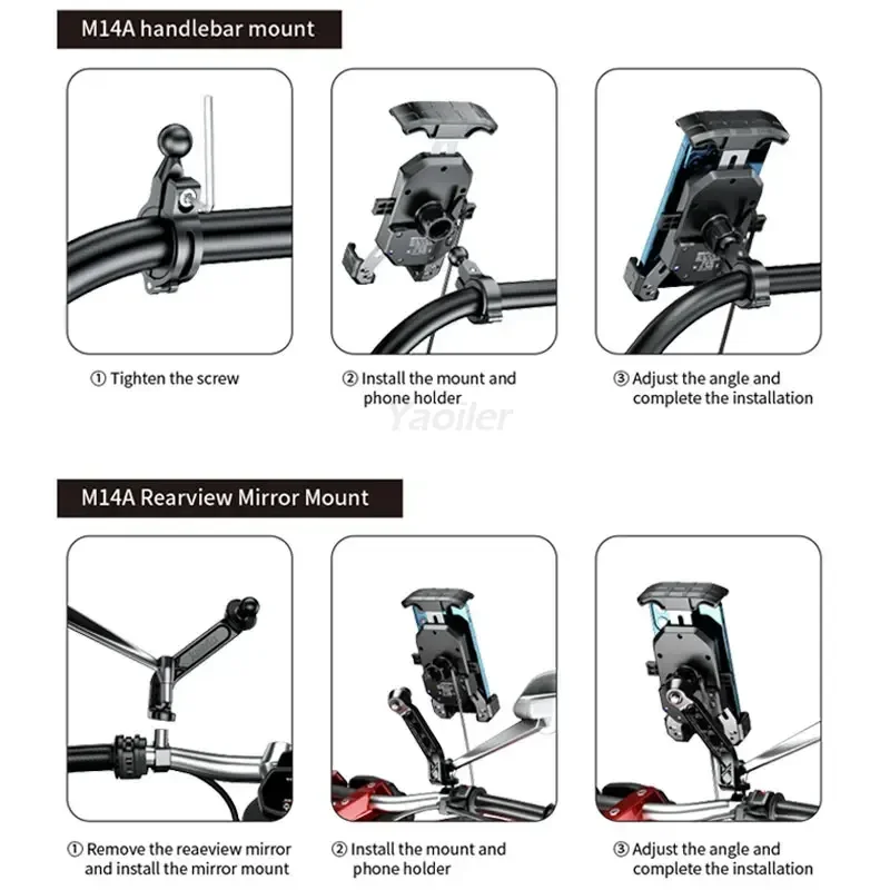 Universal Quick-Lock Handlebar Phone Mount for Motorcycles, Bicycles, ATVs, and Scooters