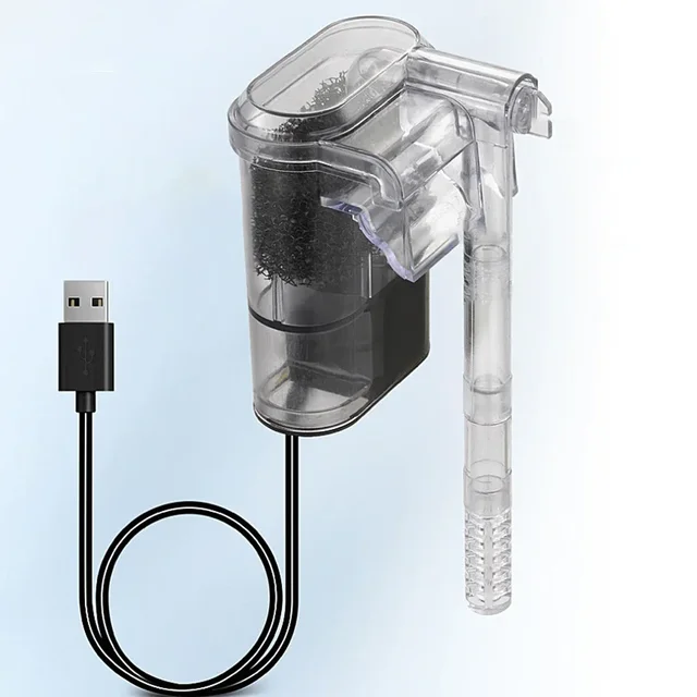 Wall Filter Fish Tank Waterfall Filter USB Cleaning Circulation Water Pump External Hanging Filter Water Pump Submersible Oxygen 4