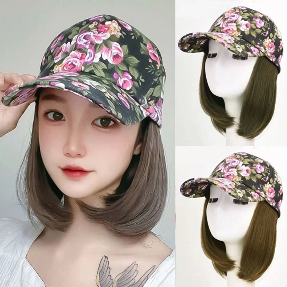 

Synthetic Baseball Wig Bob Wig Black Hat Wigs Cap With Hair Naturally Connect Bob Hair Baseball Cap Adjustable