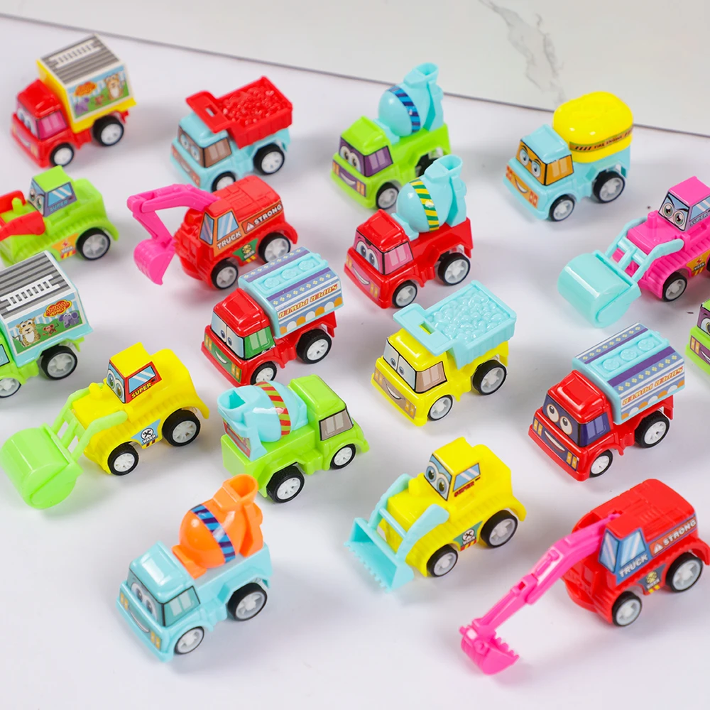 8Pcs Cute Engineering Vehicle Construction Car Pull Back Toys for Kid Birthday Party Favors Pinata Fillers Kindergarten Rewards
