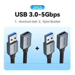 Vention High-Speed USB Extension Cable - 3m (5Gbps-2pcs)
