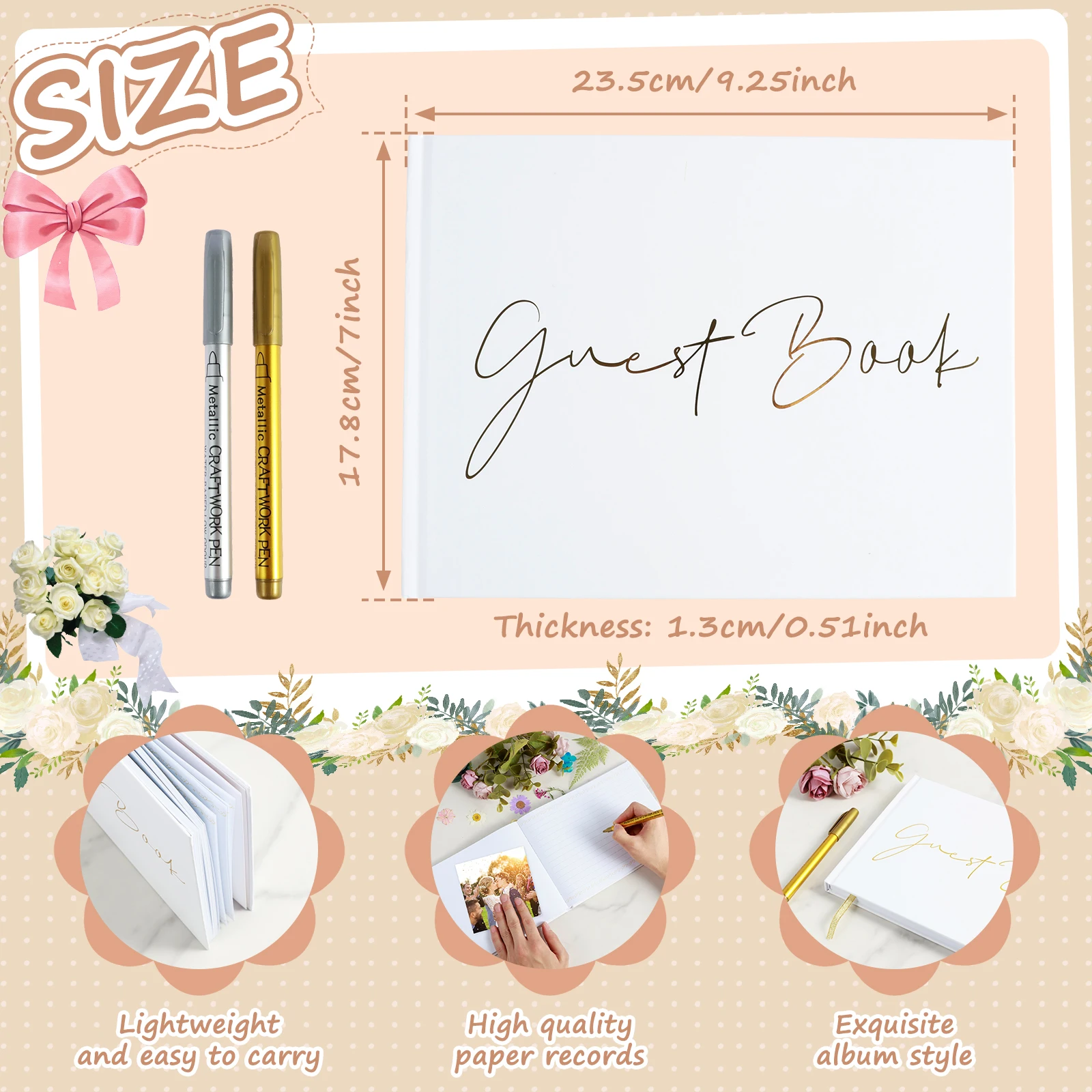 Personalized Wedding Guest Book Simple Elegant Wedding Party Reception Signature Book DIY Photo Gifts