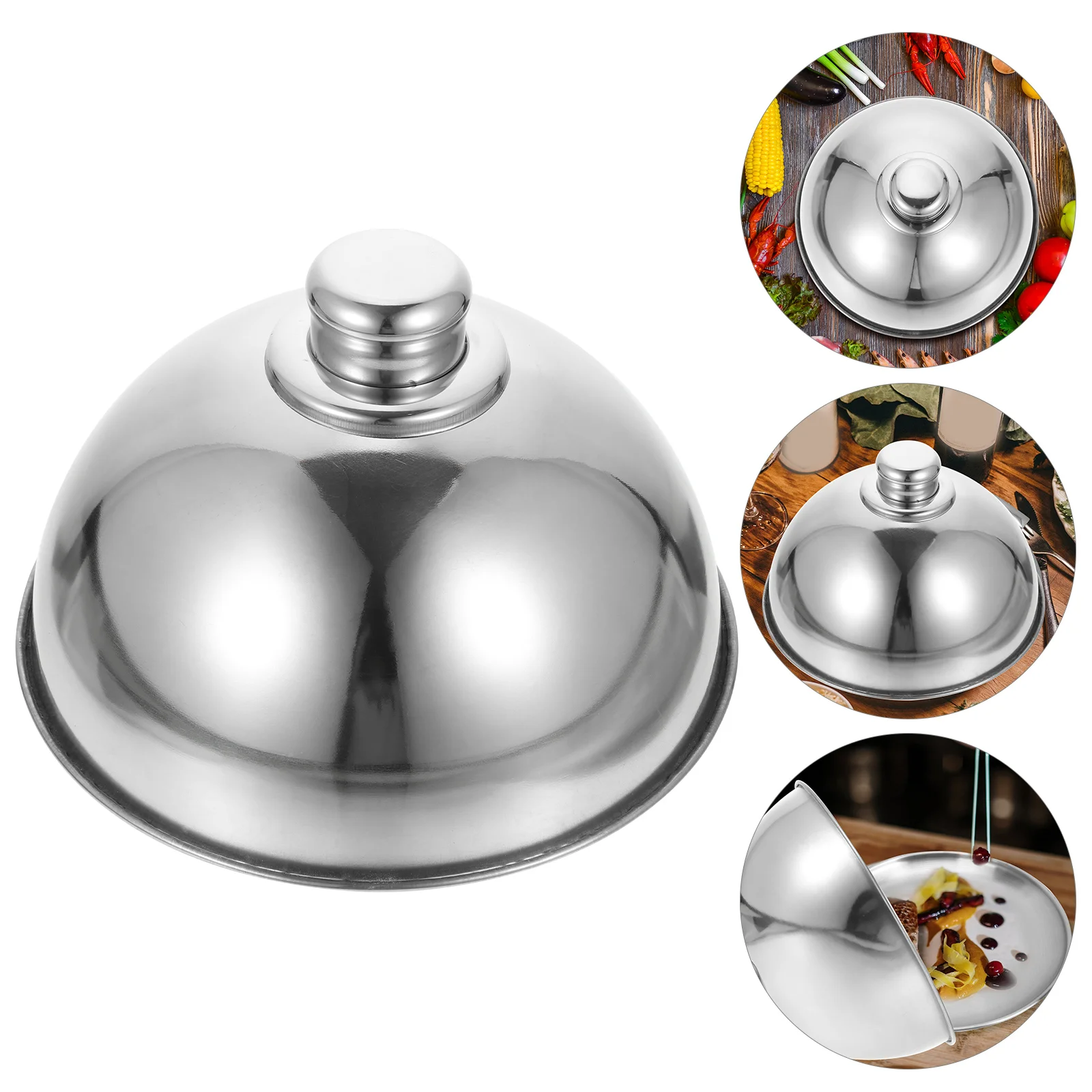 

Steak Pot Lid Stainless Steel Cover Kitchen Accessory Griddle Anti-splashing Baking Pan Insect-proof Food Protective Metal