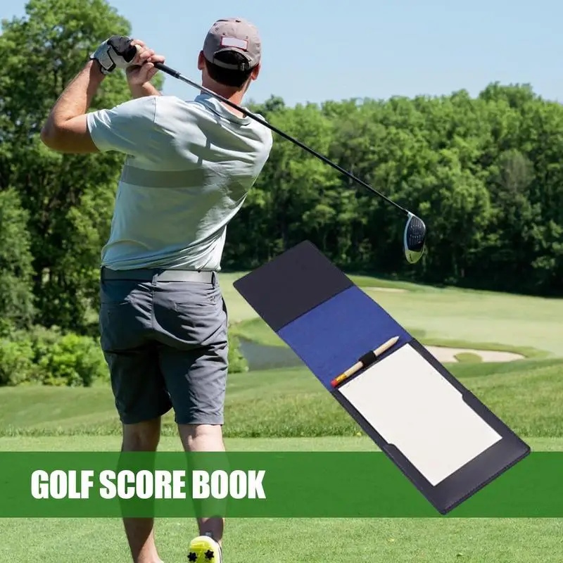 Golf Yardage Book Holder PU Leather Golf Scorecard Holder Golf Score Book Golf Pencil Journal & Log Book Golf Club Bag 4