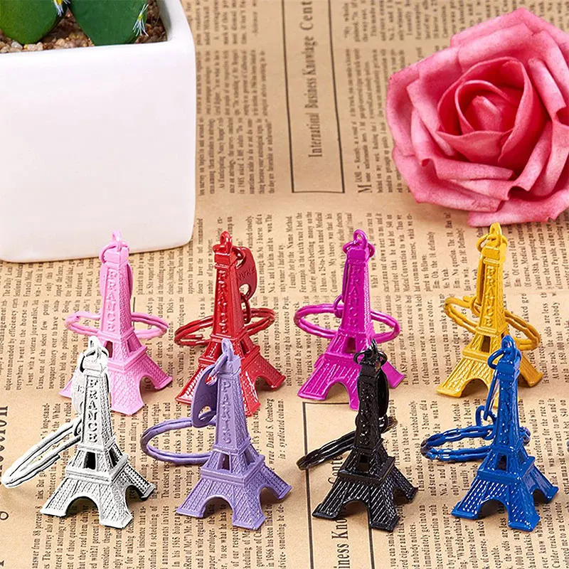 50 Stück 10 Farben Paris Retro Mini Eiffelturm Modell Niedlicher Schlüsselanhänger Schlüsselanhänger Geschenk – Detail 5
