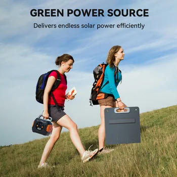 320W Portable Power Station; Flashfish 292Wh 80000mAh Solar Generator Backup Power With LASHFISH 18V/60W Foldable Solar Panel 2