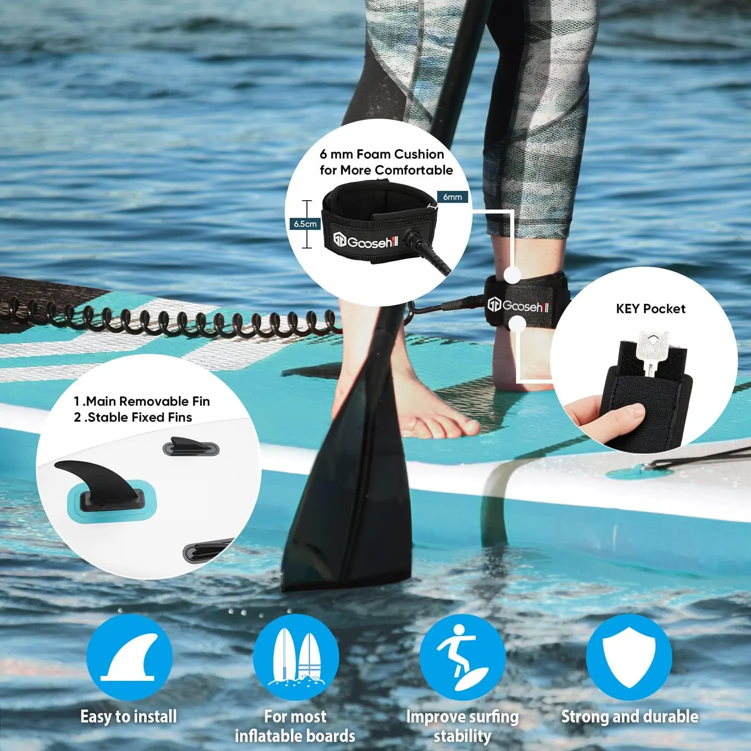 Inflatable Stand Up Paddle Board, Reinforced Double Layer All-Around for All Skill Level, Ultra Light, Sta