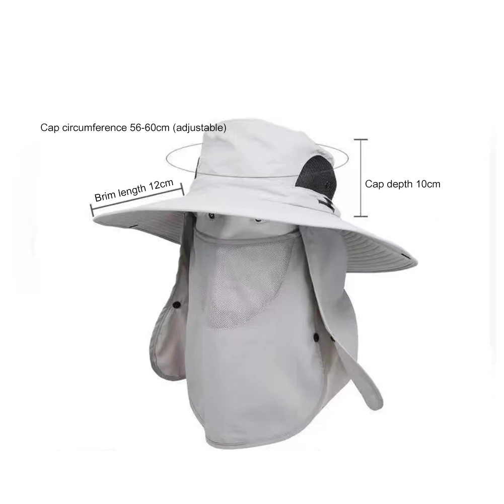 Adjustable Wide Brim Sun Hat Face Mask 