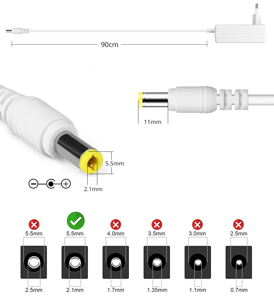 Description Picture 4 of itemDC 24V 2A 3A Power Supply Adaptateur Universel AC 100-240V EU/US Universal Power Adapter For LED Lights Driver 5.5x2.1mm