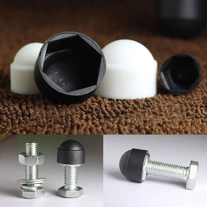 

Black White Plastic PE Nut Cap Bolt Dome Protection Caps Covers Exposed Hexagon M4 M5 M6 M8 M10 M12