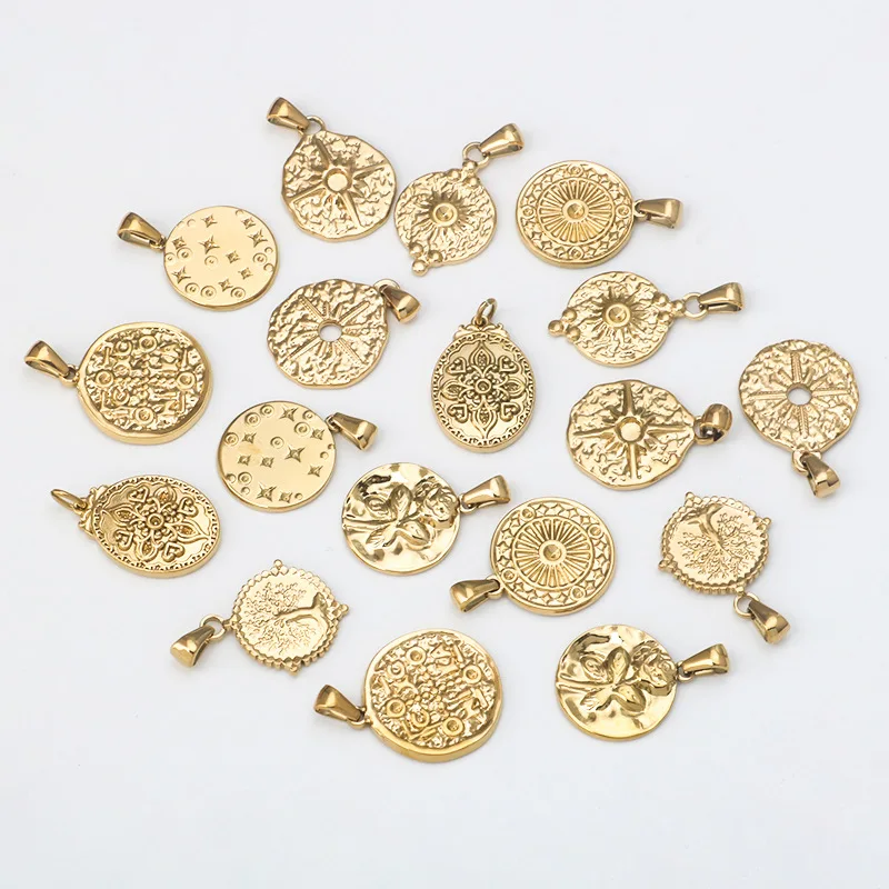 MODAGIRL 1 Lot/9 Pcs Stainless Steel Sun Star Coin Pendants 4