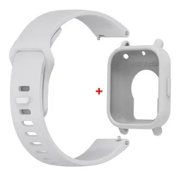 Enhanced Silicone Strap and Protective Case for Active Smartwatch Band (Coconut Grey)