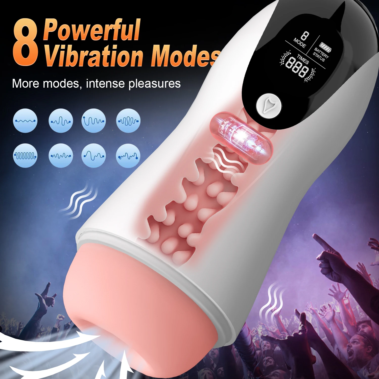 HeartCaptor Male Masturbator Cup with LCD Display, 8 Frequency Settings, TPE Vacuum Stroker - Details 1
