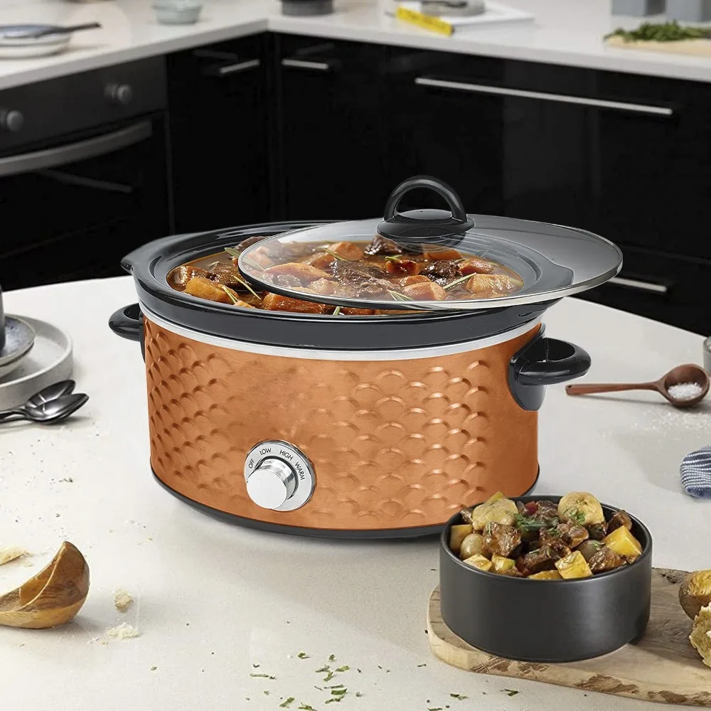 Scallop pattern 4.5 quart copper slow stew pot, kitchen appliances, household appliances, cooking, free transportation 6