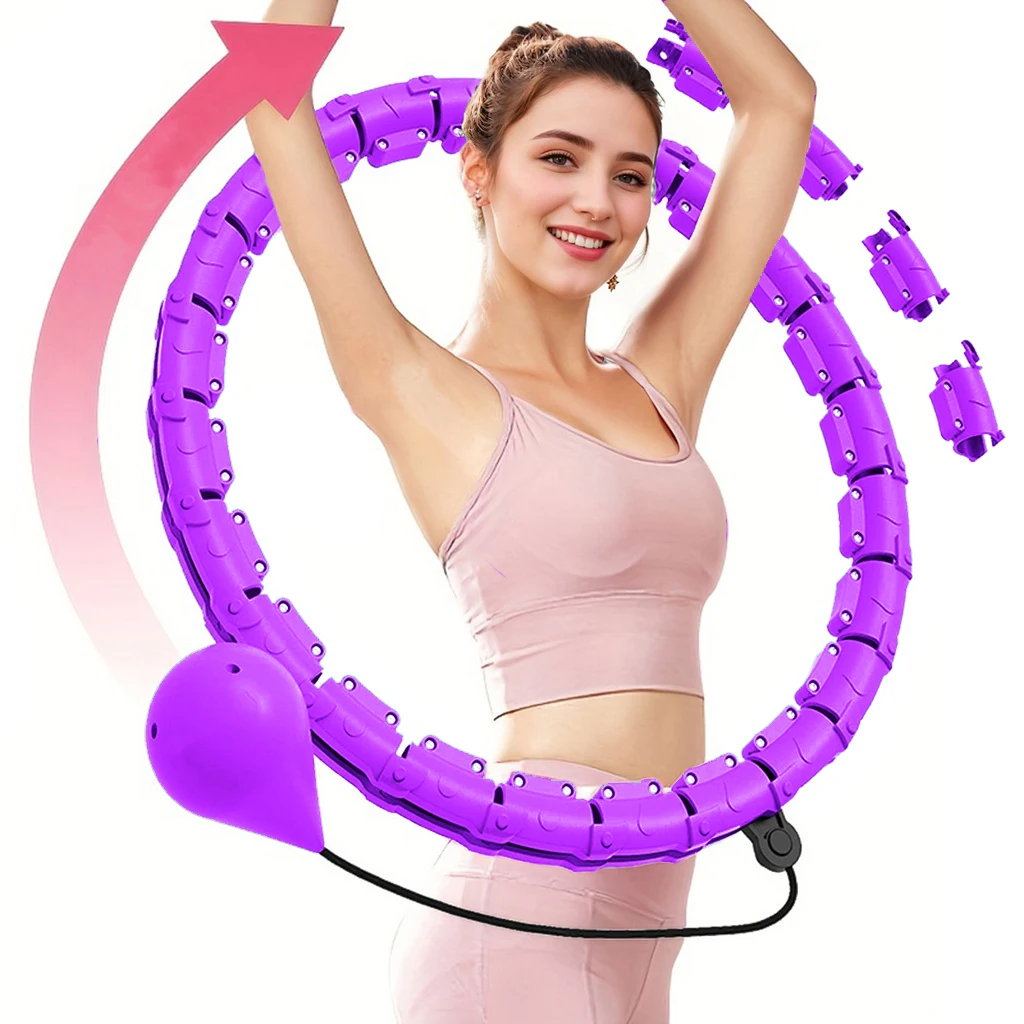 Purple Sports Circle Hoops Weight Loss Plus Size Smart Hula Fitness Exercise Adjustable Detachable Knots