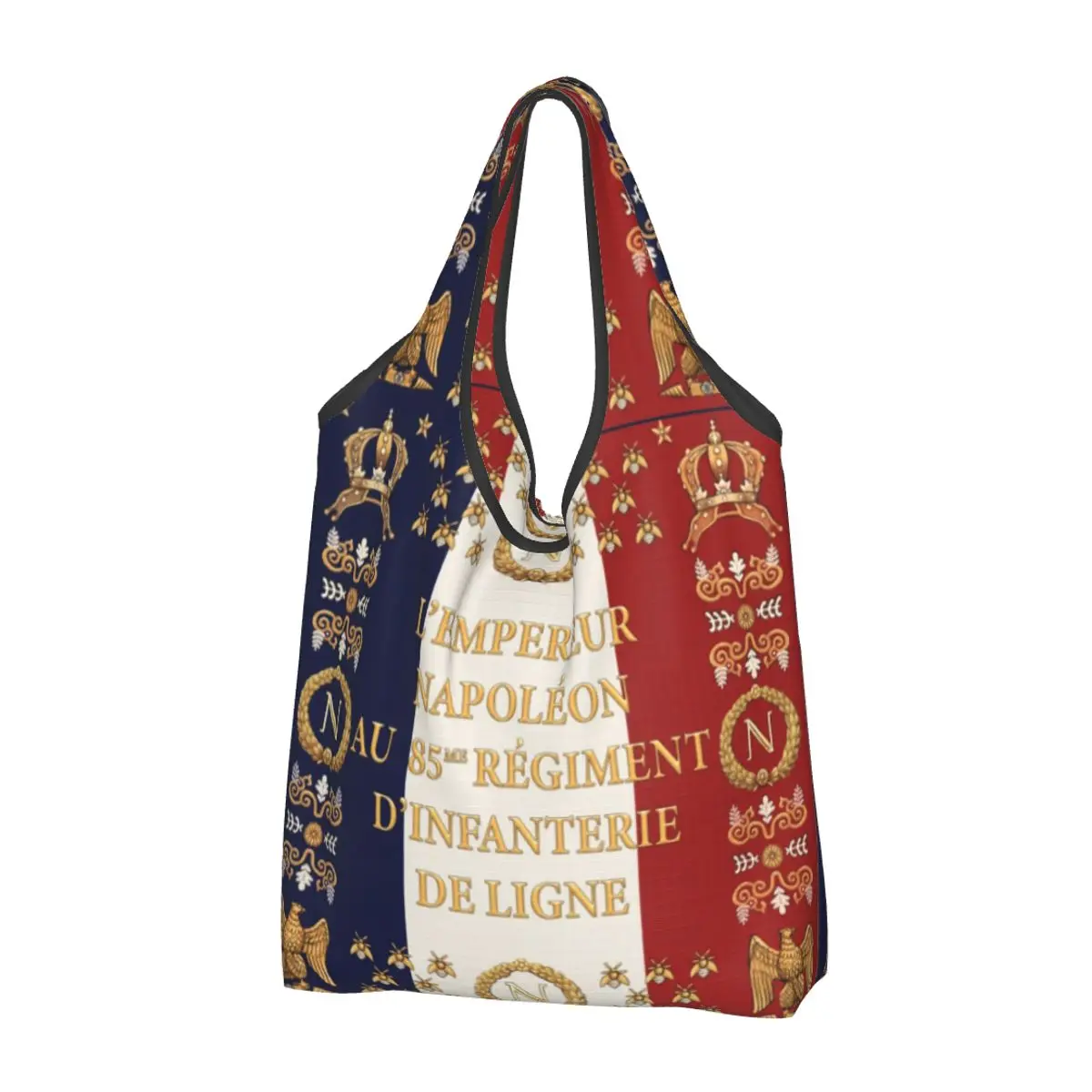 

Cute Napoleonic French 85th Regimental Flag REMASTERED Shopping Tote Bag Portable Grocery Shopper Shoulder Bag