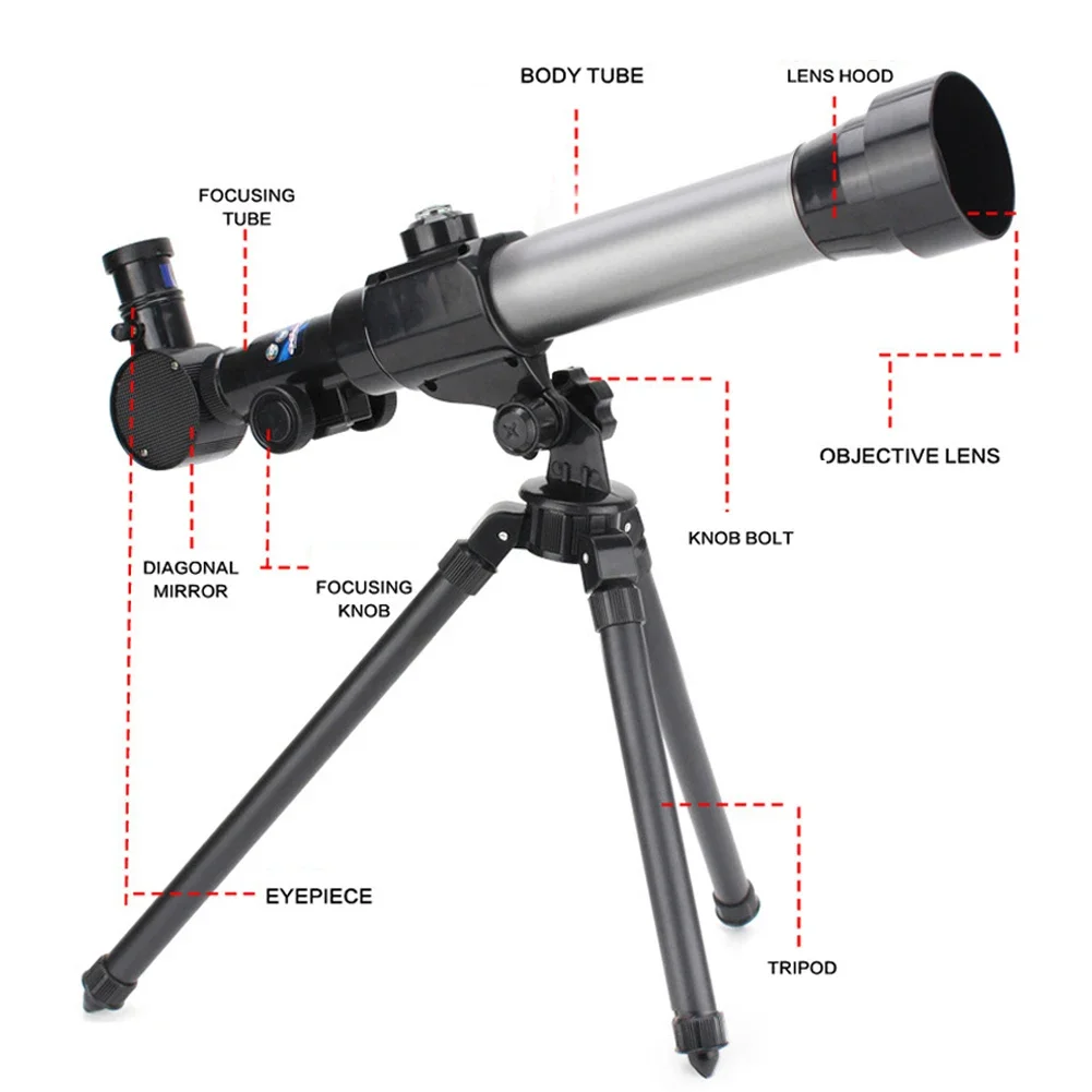 Children Science Astronomical Telescope Toys Monocular Introductory Teaching Aids High Powered Eyepiece 20X 30X 40X