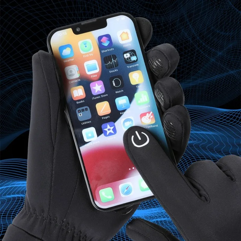 Winter Cycling Gloves for Men Q362 Anti Slip Waterproof Thermal Fleece Touch Screen Motorcycle Riding Warm Cold Weather Gloves