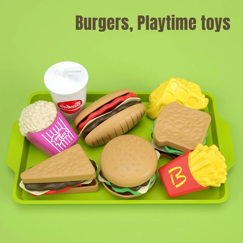 Mini Pretend Play Cooking Toys Hamburger Hot Dog DIY Set Play House Playtime toys Simulation Food Kitchen Assemble Kit