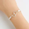 Bracelets de Couple en forme de cœur d'amour pour femmes et hommes, couleur argent, Double couche, chaîne assortie, bijoux cadeau pour amoureux, 1 pièces