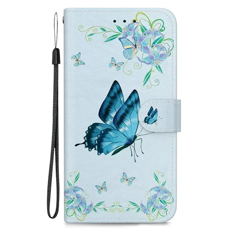 Elegant Flip Wallet Leather Case with Magnetic Stand and Cute Pattern Design