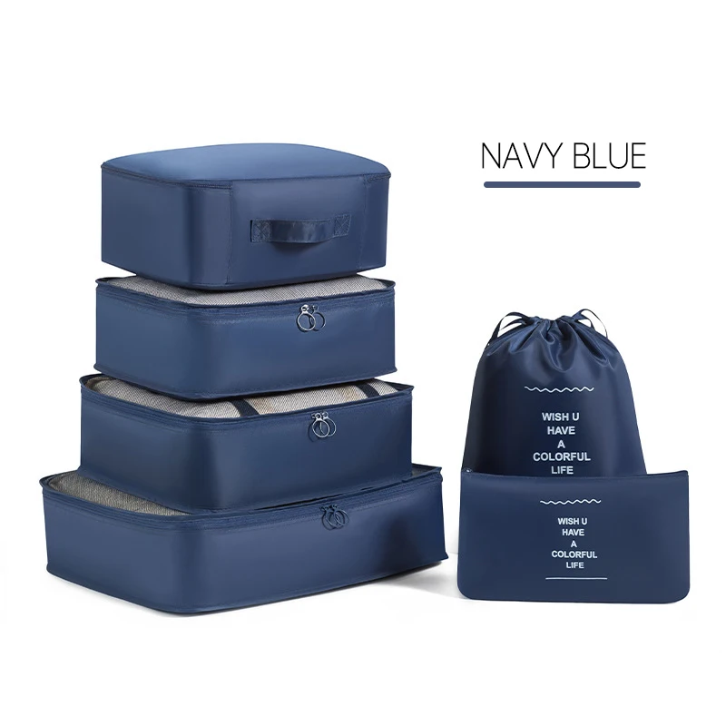 Reusable 6pcs Portable Travel Storage Bag Business Luggage Clothes Sorting Essentials Pouch Underwear Sock Shoes Finishing Pack