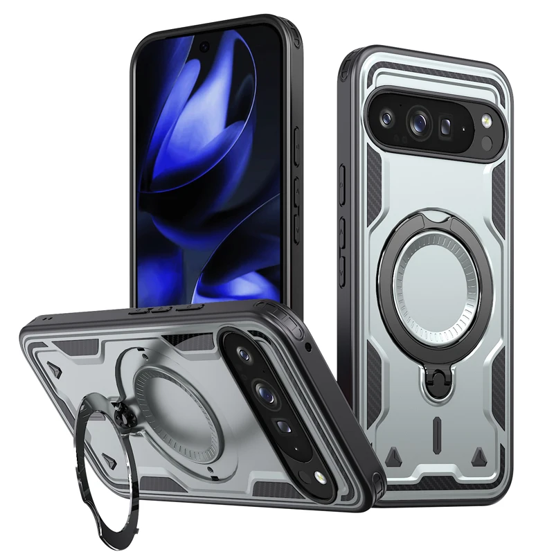 Military Drop-Proof Hard Case with 360° Adjustable Ring Stand