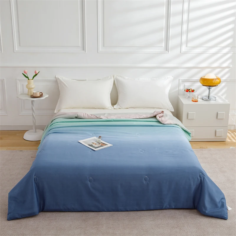 마카롱 그라데이션 여름 냉방 이불, 에어컨 코어 이불, 가정용 여름 이불, 베개 미포함, 1 개 신제품 