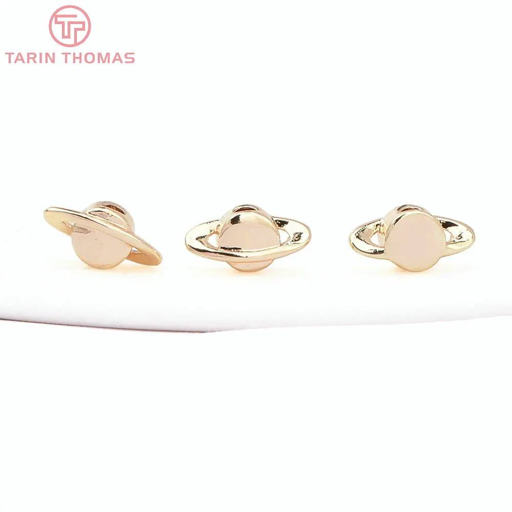 

(6095) 10PCS 4x8MM 24K Gold Color Brass Planetary Shape Perforated Bead Bracelet Beads High Quality DIY Jewelry Accessories