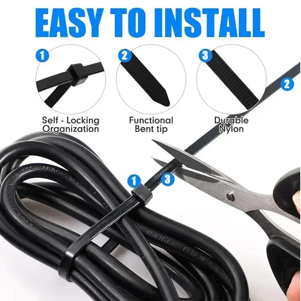 Cable Ties 100-1000PCS for Office Cables Organizer