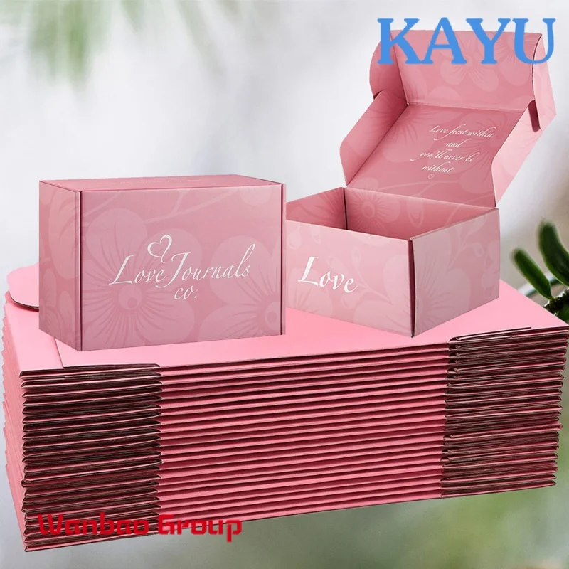 Custom  Wholesale Custom Flat Packed Premium Gift Packaging Pink Color Printing Eco Friendly Corrugated Paper Carton Box