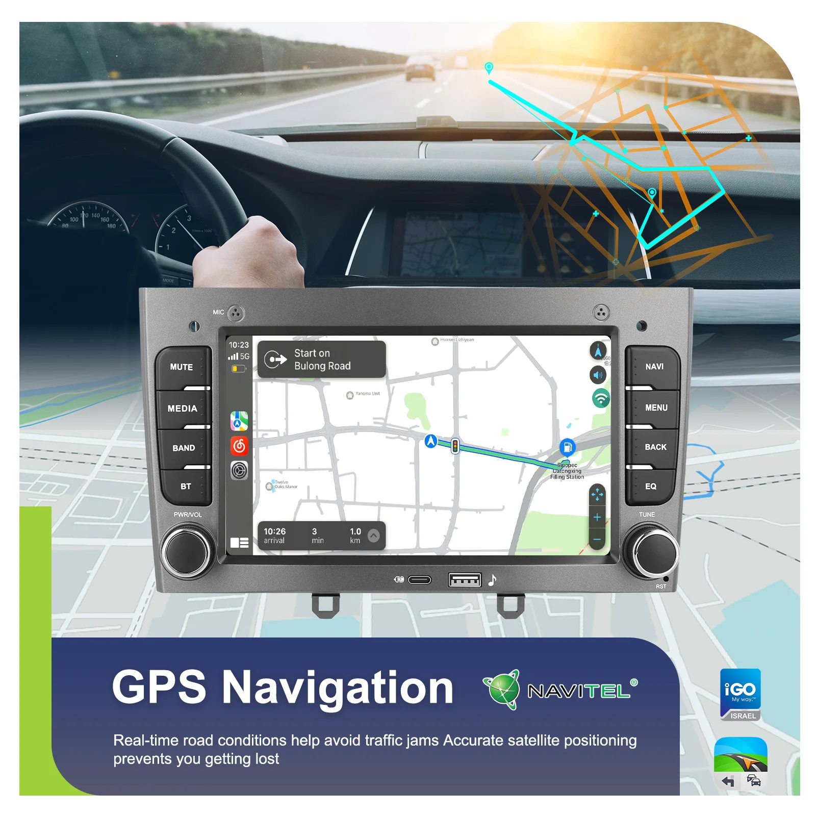Radio para coche Podofo de 7 pulgadas, 4+64G, para Peugeot 408 2010-2012 /308 T7 2007-2013, FM RDS, WIFI, GPS, reproductor multimedia para coche, CarPlay inalámbrico, Android Auto, autoradio 5