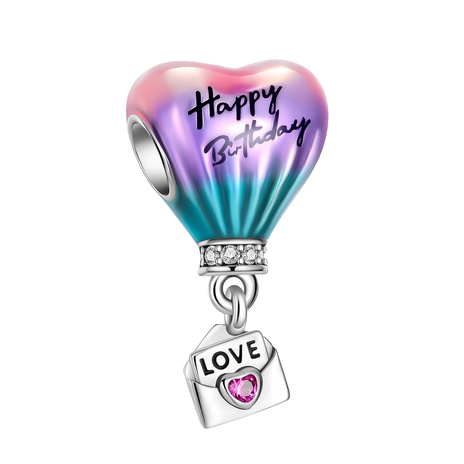 

925 sterling silver purple balloon Fit Original Pandora charm bead Charm Bracelet Necklace Trinket Diy Women Jewelry