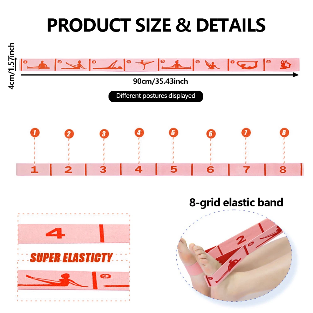 Resistance Band Yoga Auxiliary Stretching Belt Latin Training Elastic Bands Children Adults Pilates Dance Loop Fitness Tension