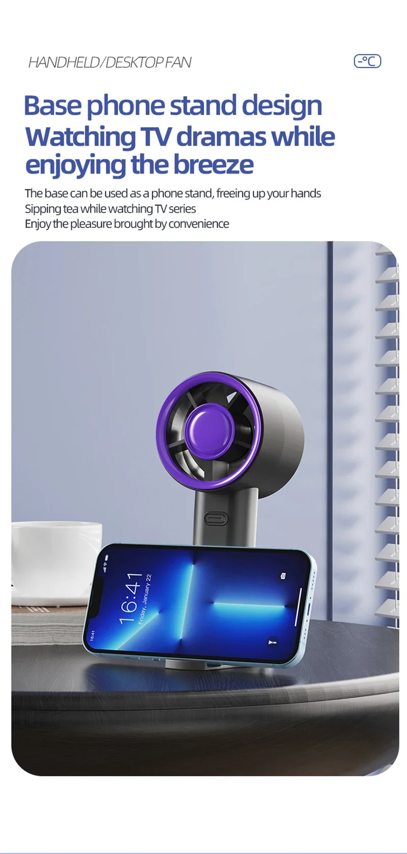 Description Picture 6 of itemSilent High-Speed Air Cooling USB Mini Handheld Fan Strong Breeze Fast Charging Portable Fan Personal For Travel Outdoor 2025