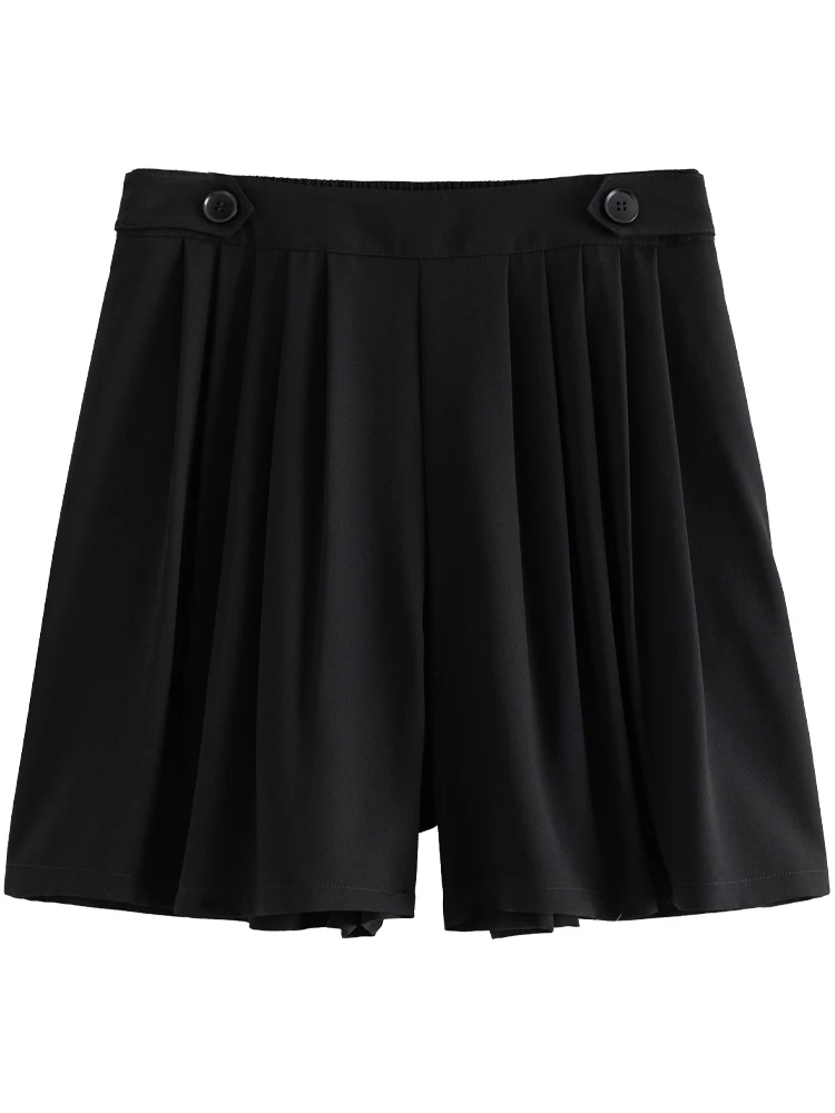 DUSHU Casual Versatile Design Pleated Women Shorts 2024 Summer New Arrival High Waist Slim Shorts For Female 24DS82362