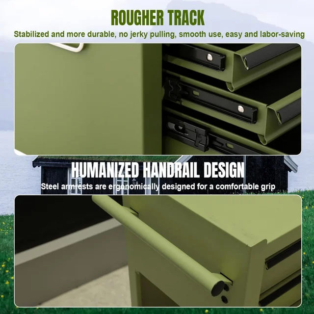 6 Drawer Rolling Toolbox:Large Capacity Two-in-One Removable Tool Cabinet,with Lockable Wheels and Safety System,Green 5