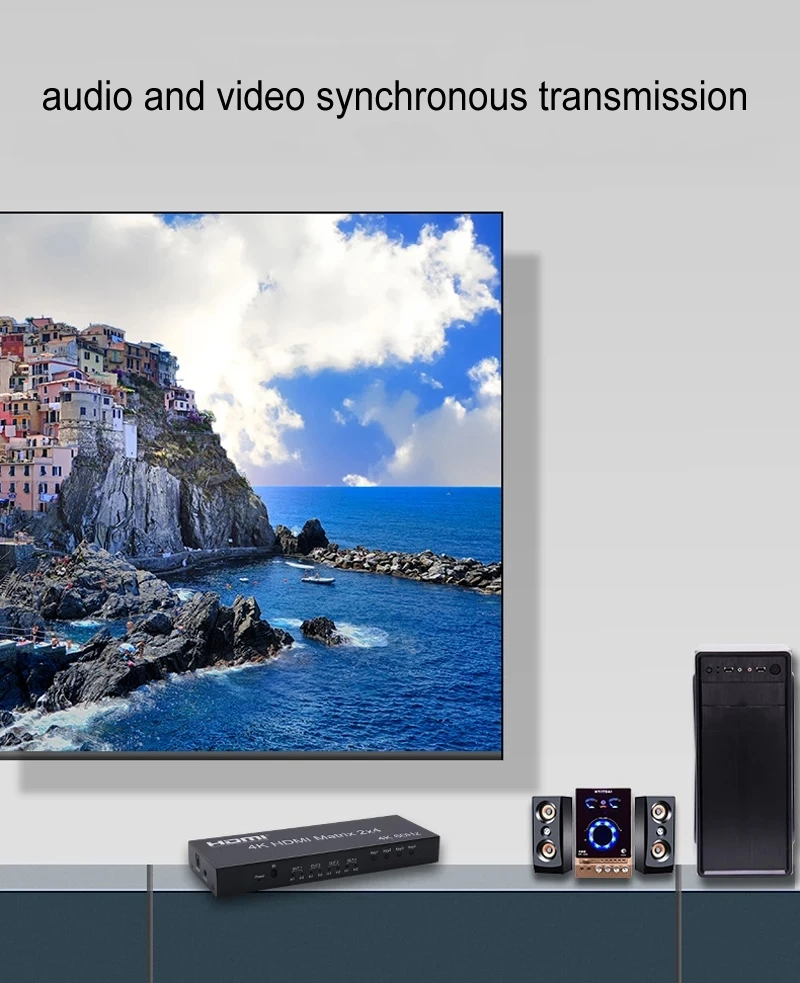 HDMI ġ й,   , 4K 60Hz HDMI Ʈ, 2x4, 2 in 4 out, 1080p  , 2 3 4 ȭ  ÷