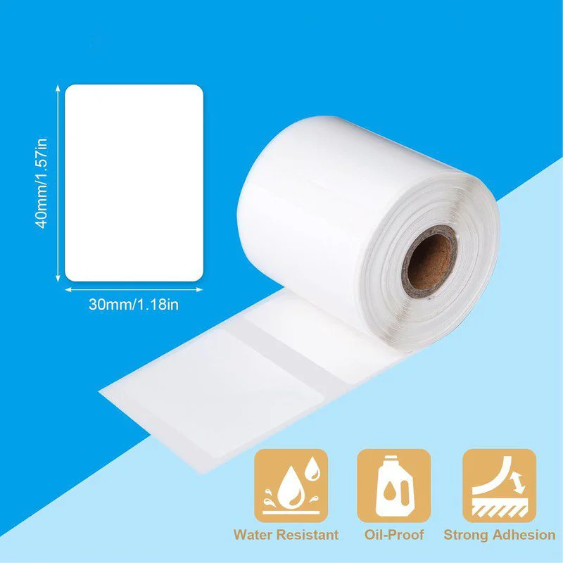 열전사 라벨 테이프 40x30mm 230개/롤 총 920개 스티커 바코드 인벤토리 배송 사무실 일상용 호환 라벨 프린터