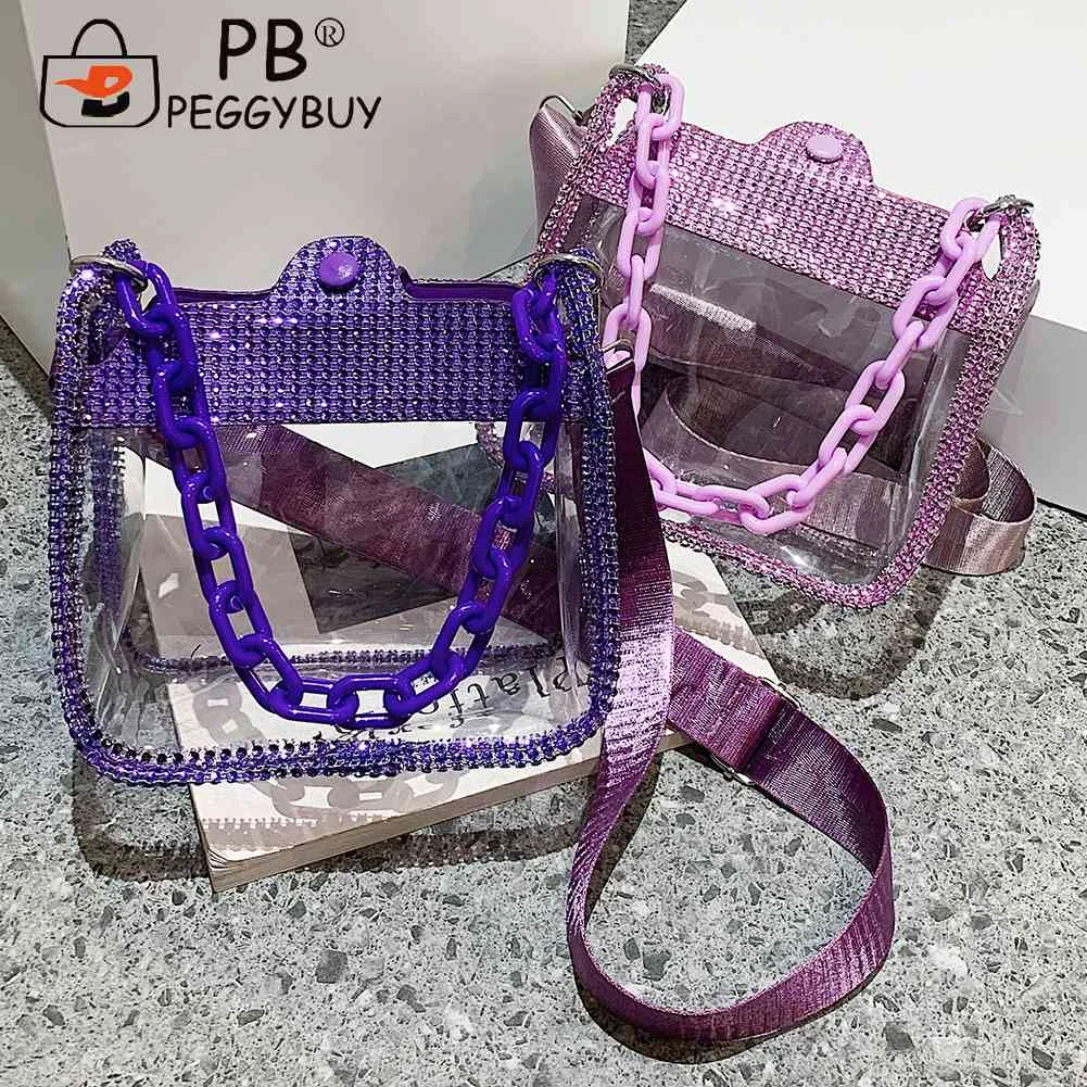 Rhinestone Women Shoulder Bags Transparent PVC Clear Ladies Crossbody  Handbags Small Purses Fashion Personality Jelly Bags NEW - AliExpress