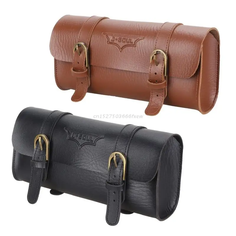 Motorcycle Saddle Storage Bag, Pu Leather Bike Handlebar Tool Bag