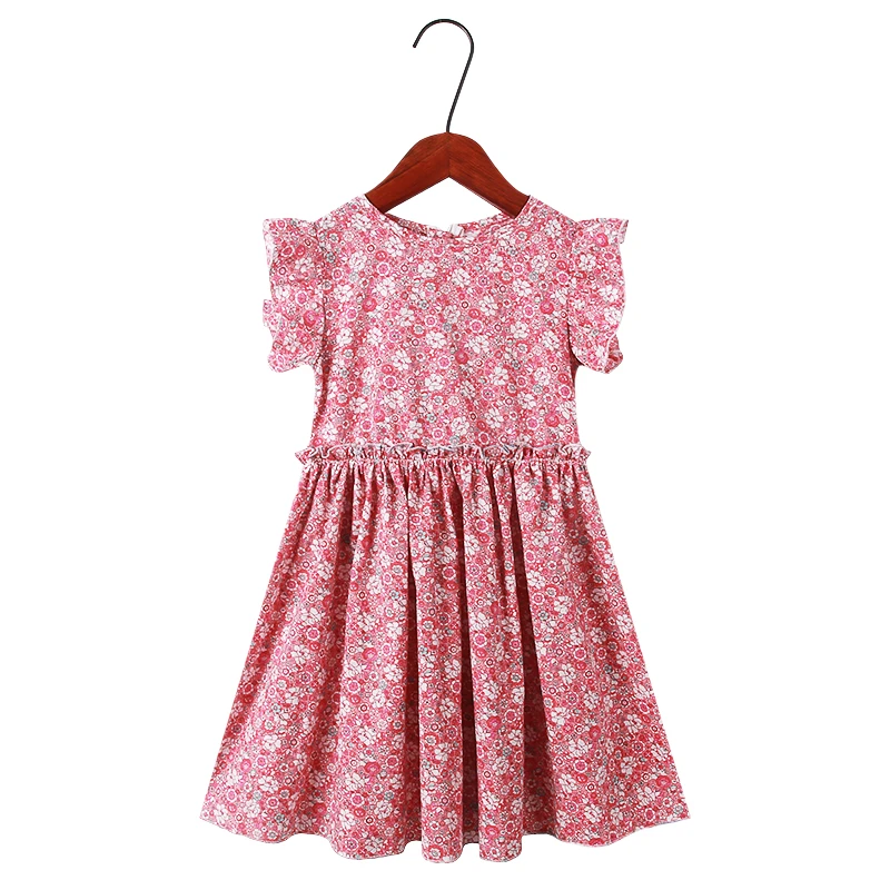 Dresses classic New Princess Dress Girls Cotton Flower Print Dress for Girls 2-12years Fashion Petal Sleeve Kids Girls Sleeveless Dresses smock dress