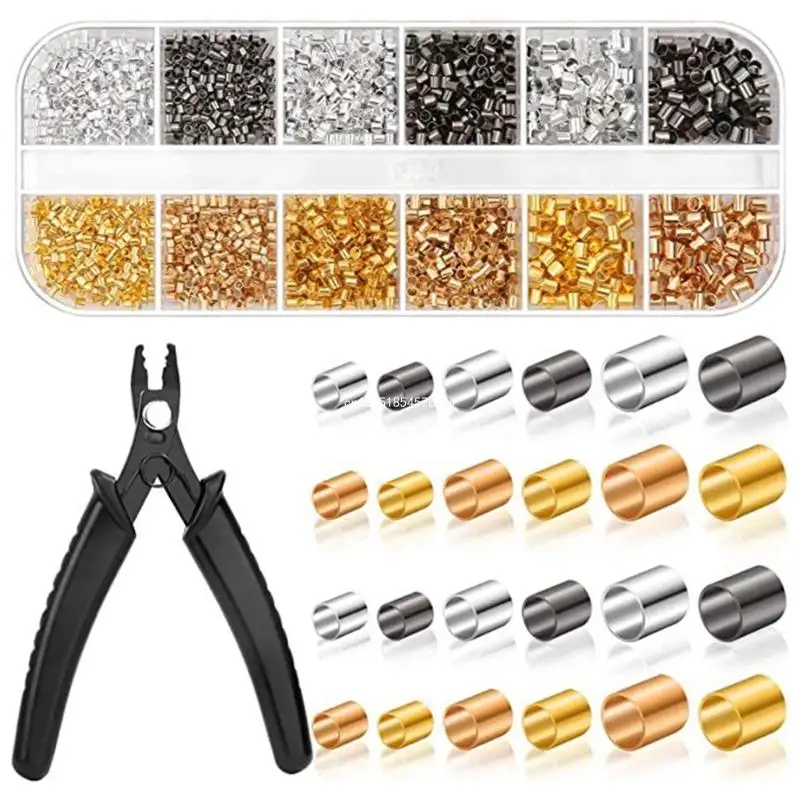 

2200pcs Crimp Beads Set Crimp Tubes with Crimping Pliers Jewelry Making Supplies for DIY Bracelets, Earrings, Necklaces Dropship