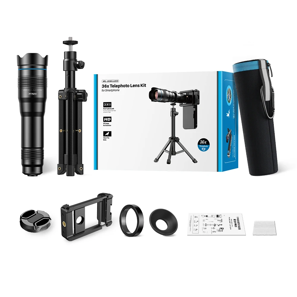 APEXEL New 36X Telephoto Zoom Lens with Metal Tripod Universal